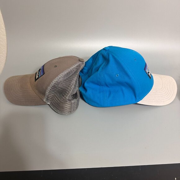 Patagonia hat cap lot of 2 Box Logo Ridge Gray & Blue Snapback Outdoors Nature - Picture 2 of 9